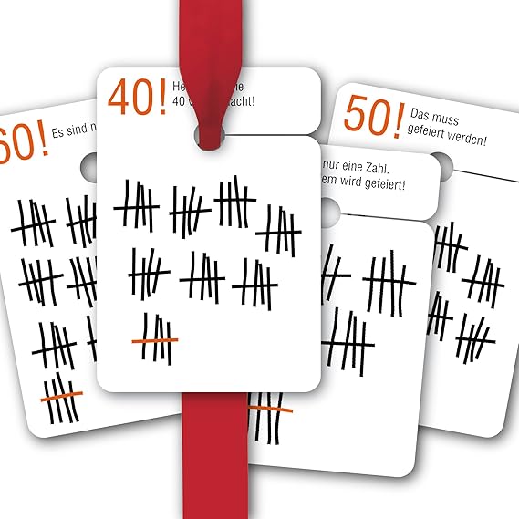 Geburtstags Geschenk Anhänger | Papieranhänger | Geschenk Karten (64Stk) zur 30., 40., 50., 60. Geburtstag: Heute wird die 40