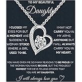 MGOOL Daughter Gifts From Dad To My Daughter Necklace 925 Sterling Silver Pendant Necklace Graduation Gifts Birthday Christmas Message Card＆LED Gift Box