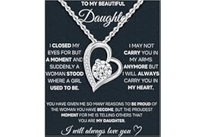 MGOOL Daughter Gifts From Dad To My Daughter Necklace 925 Sterling Silver Pendant Necklace Graduation Gifts Birthday Christmas Message Card＆LED Gift Box