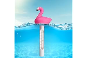 PURELINE Pink Flamingo Floating Solar Thermometer for Pool and Spa, Lights Up at Night