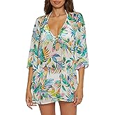 BECCA by Rebecca Virtue Isla Verde - Women's Chiffon Tunic, Casual, Beach Cover Ups for Women, Multicolor, Medium-Large