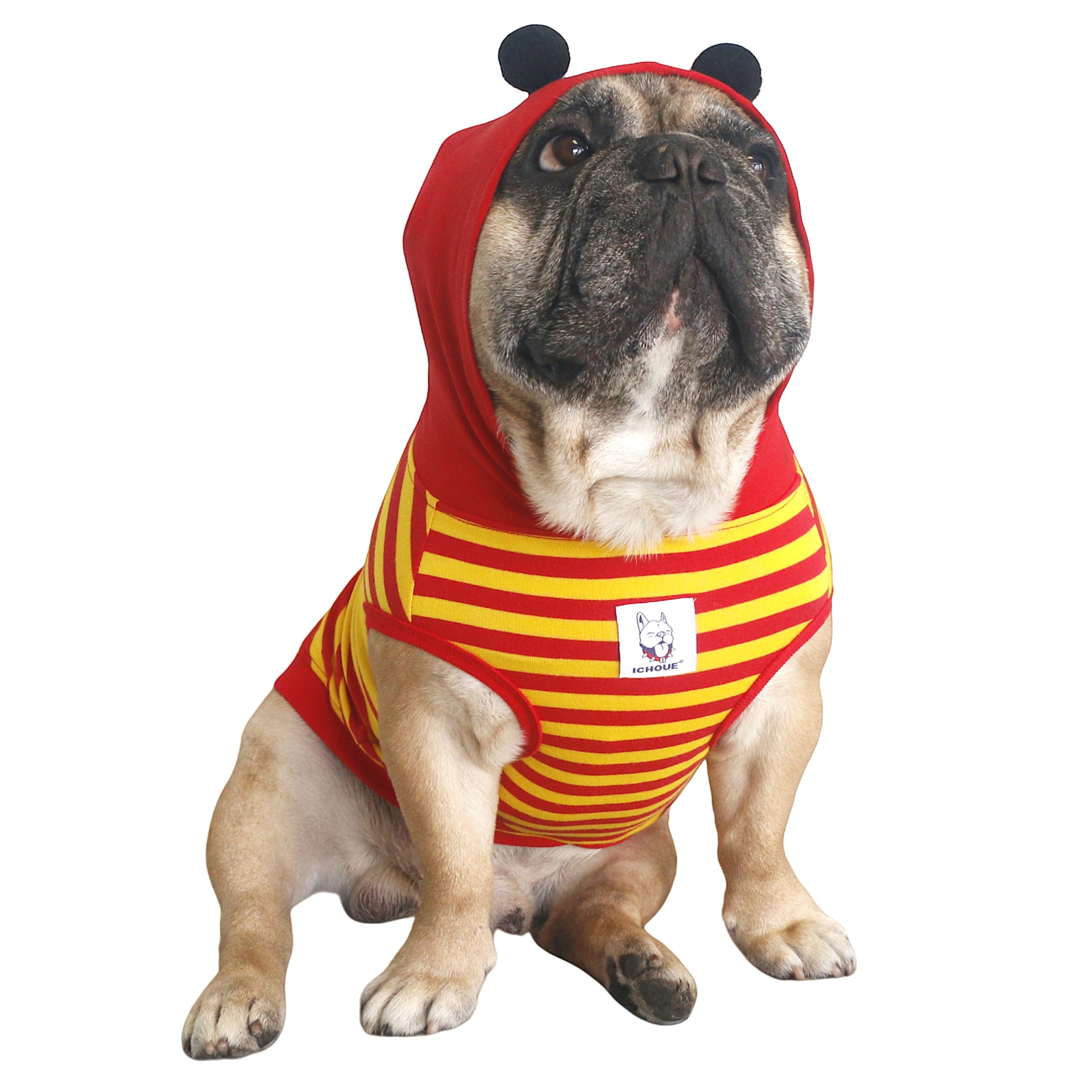 iChoue I am a French Bulldog Bumble Bee Halloween Costumes Clothes Hoodies Shirts Vest for Small Dogs Cold Weather Winter Coats Frenchie English Pug Pitbull Boston Terrier - Red Yellow, Medium