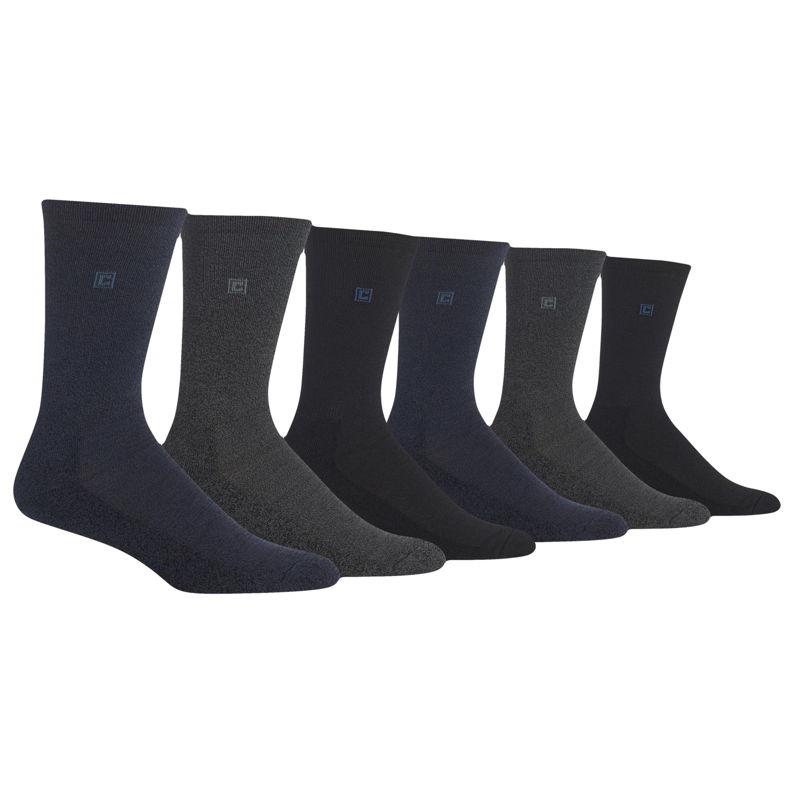 Chaps Men's Classic Solid Crew Socks 6 Pair Pack, Blue, Men's Shoe Size 6.5-12 Image