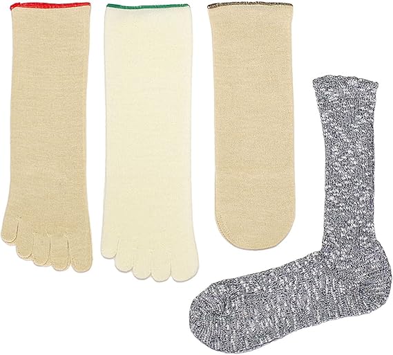 Amazon Co Jp 冷えとり 4枚 日本製 ワイルドシルク 841 奈良県広陵町の 冷えとり靴下 夏の4足セット M ホワイトネイビー 服 ファッション小物