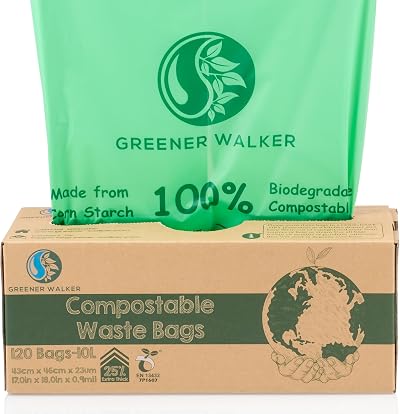 Greener Walker 25% Extra Thick 6L/10L/30L Caddy Bin Liners 120 Bags