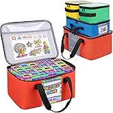 Wigojoy 4 PCS Toy Storage Bags, Magnetic Tiles Bag With Visual Top Flap, Label Pocket and Mesh Pockets Fit for LEGO, Building Blocks, Magnetic Tiles, Toy Cars