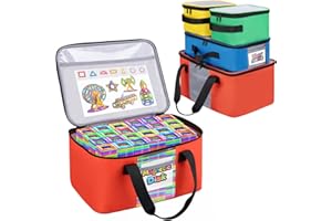 Wigojoy 4 PCS Toy Storage Bags, Magnatiles Storage Bin With Visual Top Flap, Label Pocket and Mesh Pockets Fit for LEGO, Building Blocks, Magnetic Tiles, Toy Cars