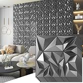 Art3d 33-Pack Modern Diamond Textured 3D Wall Panels, 12 x 12 in, Silver | Light PVC, Waterproof, Scratch Proof, Decorative Wall, Ideal for Home, Office &amp; Commercial Spaces