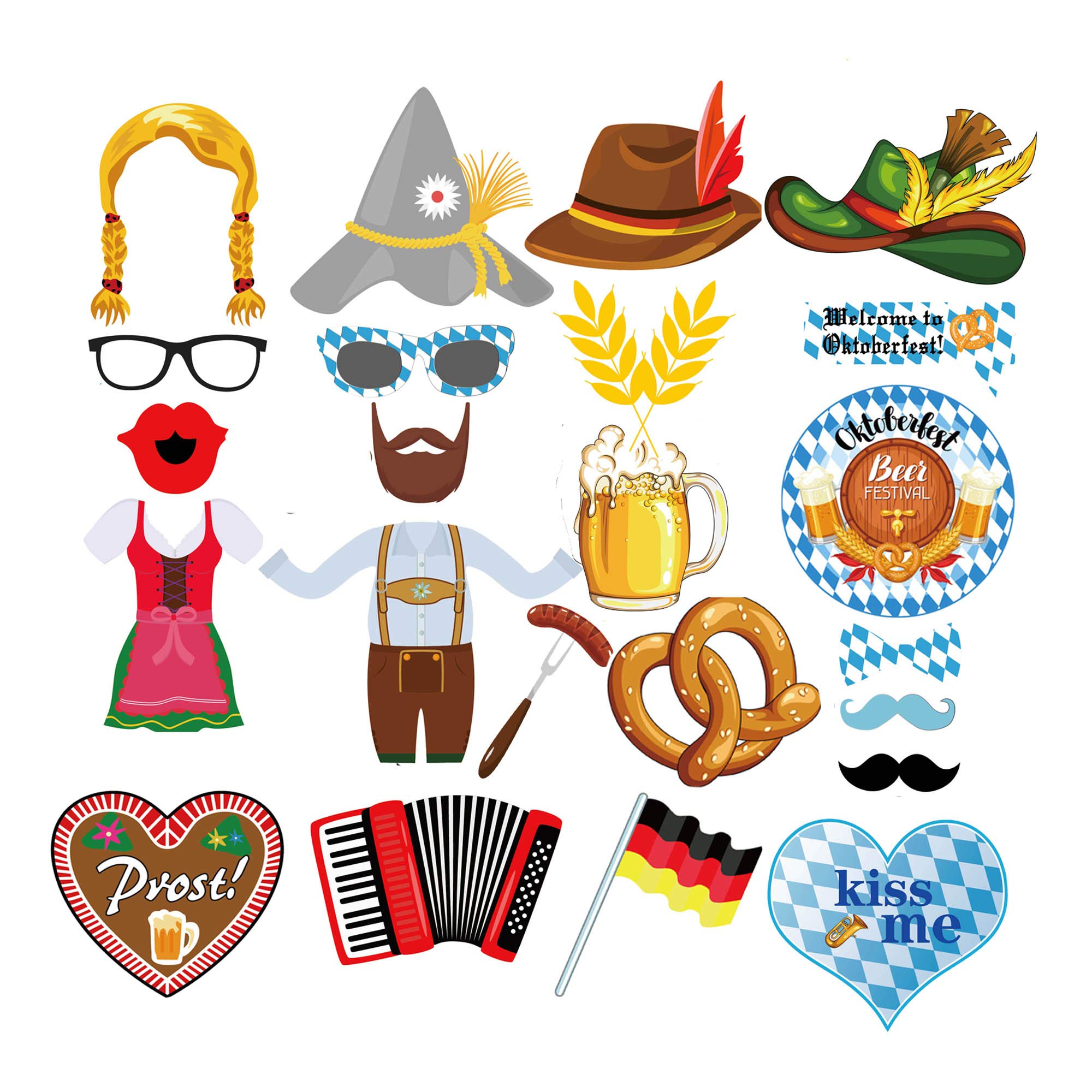 Pack of 23 Oktoberfest Photo Booth Props Oktoberfest Party Decorations Oktoberfest Photo Props Bavarian Party Item Photo Props