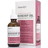 Elastalift Rosehip Oil for face with Vitamin C and Cucumber. Pure Rosehip face oil helps with Wrinkles, Scarring, and Redness for a brighter skin complexion. 1.8 Fl Oz
