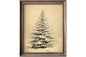 HUBBGDESIGN Vintage Christmas Tree Wall Decor, Christmas Decoration, Forest Wall Art Decor, Rustic Winter Holidays Wall Art, Print Unframed (8x10in, Vintage Christmas Tree)