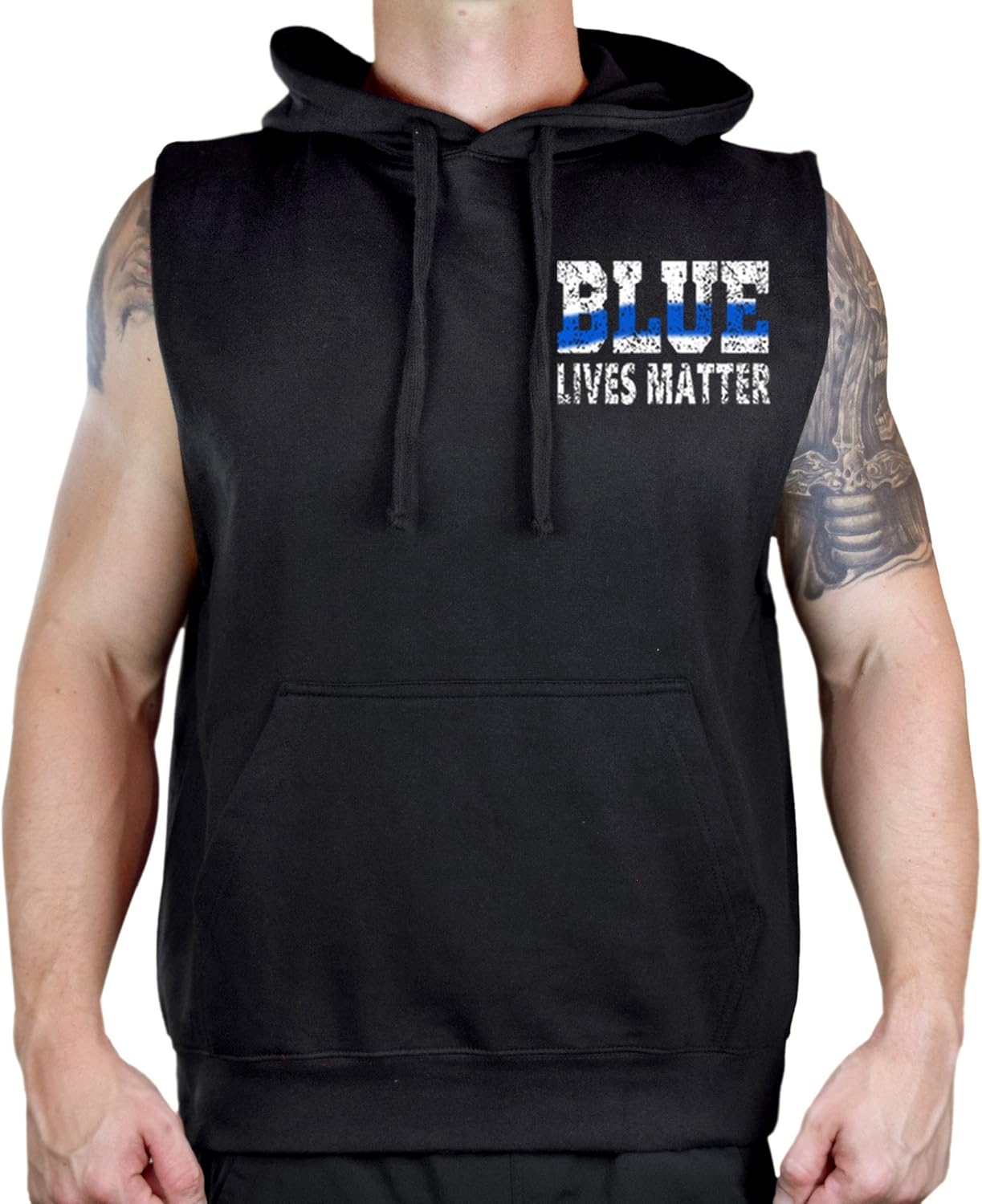 blue hoodie vest