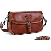HESHE Leather Small Crossbody Bags for Women Satchel Purses Shoulder Handbags with 2 Adjustable Strap Travel Hobo Purse