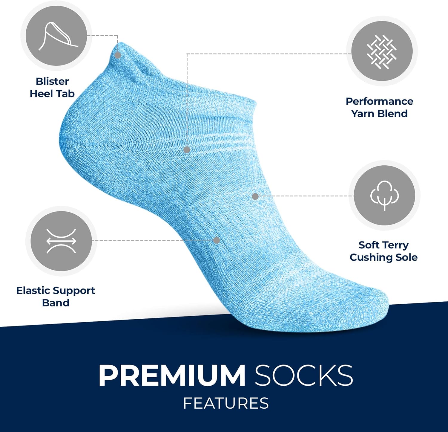 Athletic Socks for Women - Ladies Ankle Socks - No Show Low Cut Cushioned Performance Sports Tab Socks with Arch Support for Running, Hiking, Workout and More - Soft & Comfortable Fit - 6 Pack: Clothing