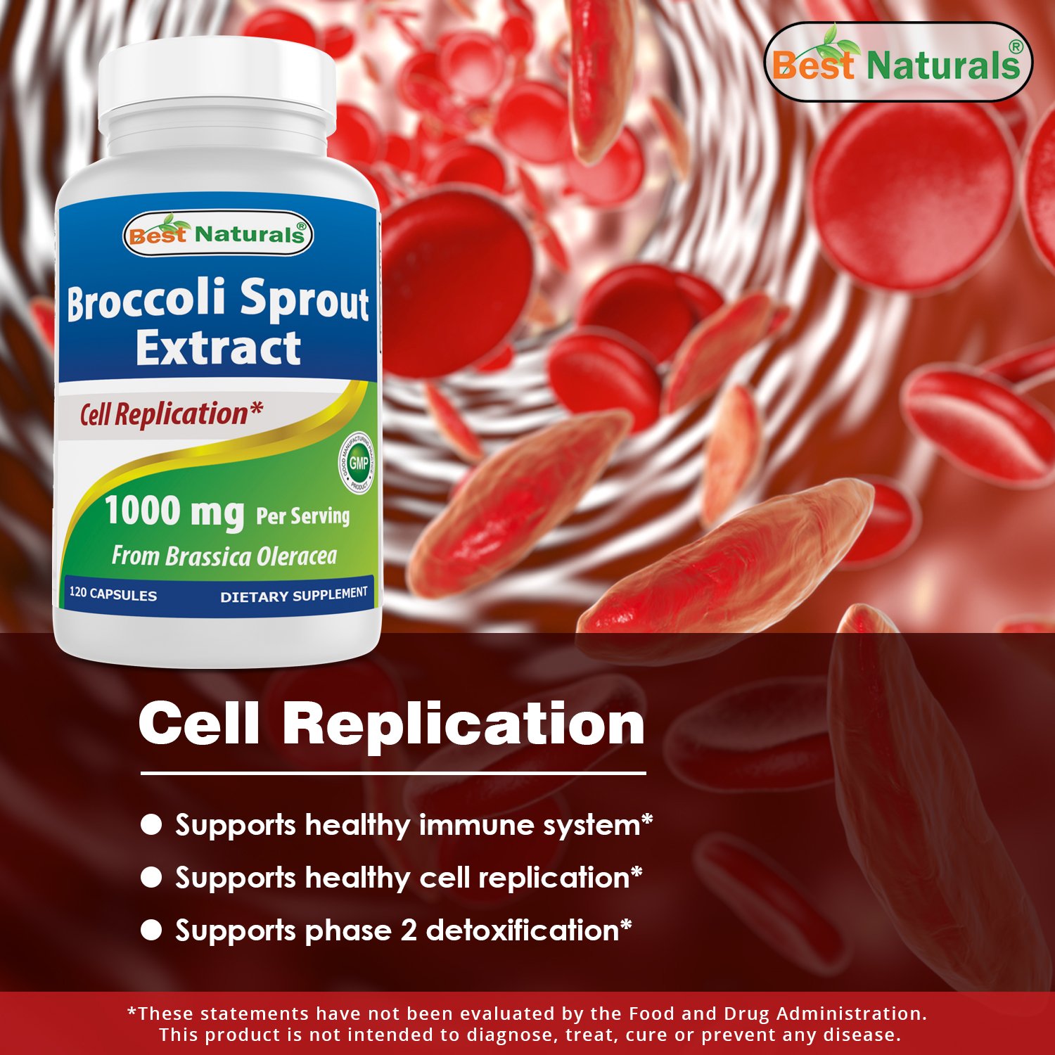 Best Naturals Broccoli Sprouts Extract, 1000 mg, 120 Count Buy Online