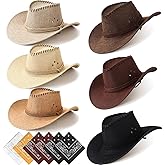 Zhanmai 12 Pcs Cowboy Hat & Bandana Set Western Costume Accessories for Cowboy Party Bulk Favors for Theme Party