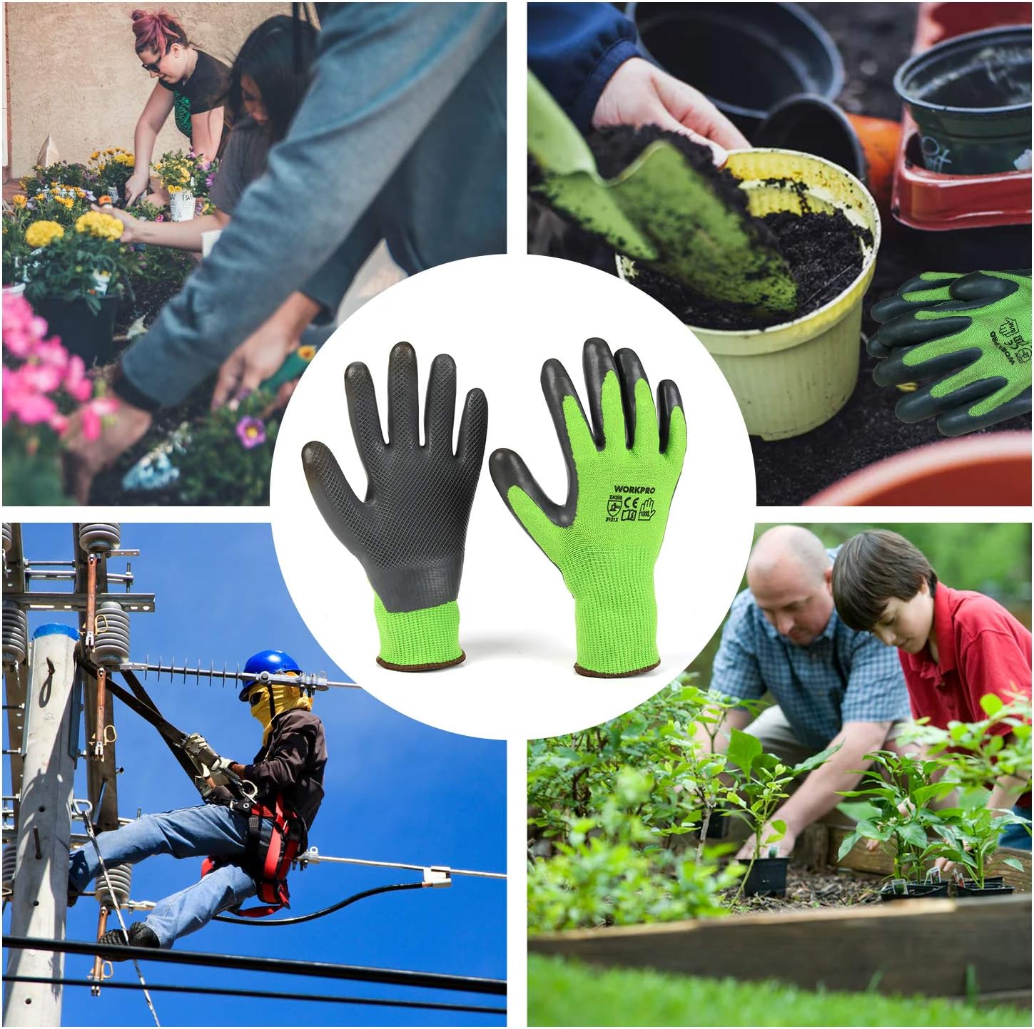 WORKPRO 2 Pairs Garden Gloves, Working Gloves with Eco Latex Palm Coated, Works Gloves with Touchscreen for Weeding, Digging, Raking and Pruning(M): Garden & Outdoor