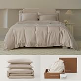 Double Stitch Cotton Tencel Duvet Cover - Queen Size Comforter Cover, Luxury &amp; Soft Eucalyptus Lyocell Bedding Set for Hot Sleepers, Cooling &amp; Breathable, Button Closure, Sandstone, 90"x90"