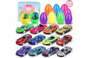 12 Pack Easter Gifts for Kids,Racing Car, Easter Basket Stuffers,Prefilled Easter Eggs,Party Favors for Kids Classroom,Toys f