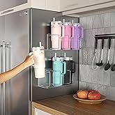 Sorbus Stanley Cup Organizer – 3-Cup Holder for Cabinet, Fridge, or Wall – Magnetic or Screw Mount – Stanley Storage Organizer for 20oz 30oz 40oz Cups, Tumblers, and Water Bottles (Silver 2-Pack)