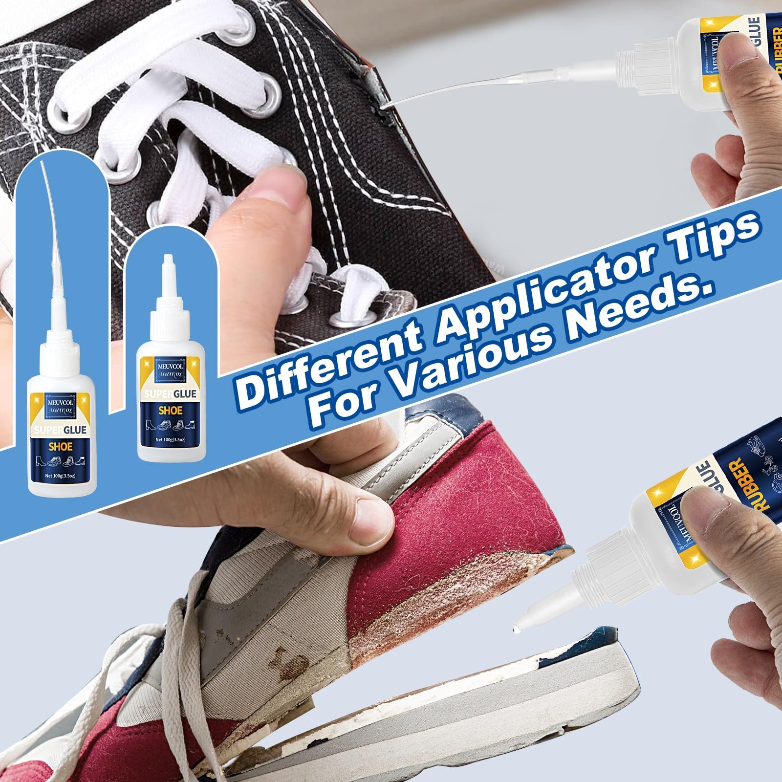 Meuvcol 100g Schuhkleber Extra Stark Wasserfest, Sekundenkleber Für Schuhsohlenkleber, Transparentes Schuhsohlen Reparaturset, Shoe Glue Für Stiefel, Leder, Absätze, Tennisschuhe, Sneaker 6