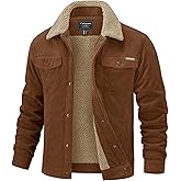 Cotrasen Men's Winter Jacket Fleece Lined Corduroy Jackets Mens Winter Coats for Work Outdoor Utility Coat with 5 Pockets