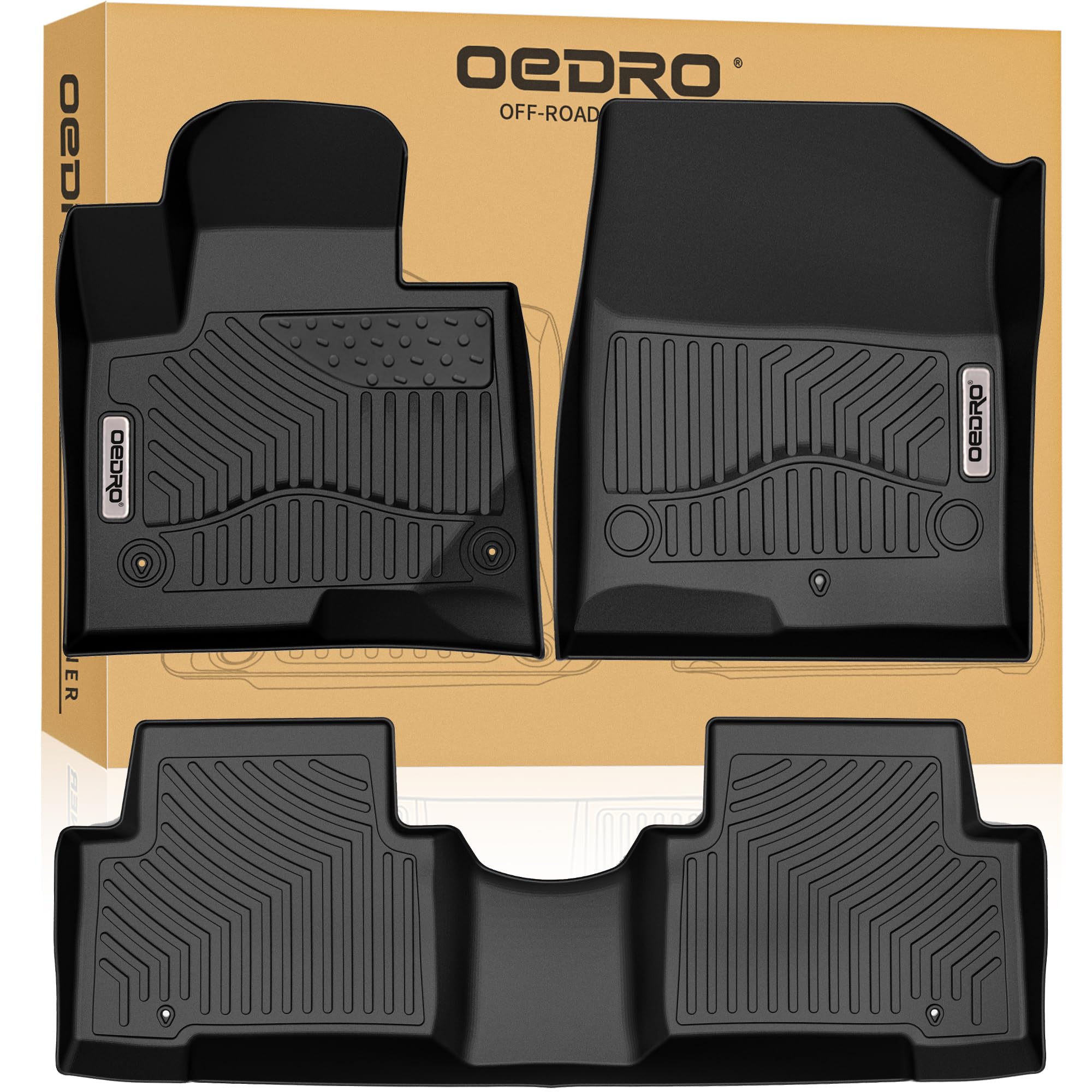OEDRO Floor Mats Fit for 2013-2018 Hyundai Santa Fe GLS/Limited/Limited Ultimate/SE/SE Ultimate & Santa Fe Sport Base/2.0T/2.0T Ultimate 5-Seater, TPE All Weather Custom Fit Floor Liners Car Mats Set Image