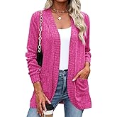 Halife Women's Fashion Cardigan Sweaters Lightweight Open Front Long Sleeve Casual Thin Cardigans with Pockets