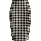 Kate Kasin Women Plaid Pencil High Waist Knee Length Bodycon Skirt | 2026 Fall Fashion Clothes, Business Casual Outfits