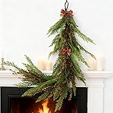 Dingion 6 Ft Christmas Cranberry & Cedar Greenery Garland Artificial Cedar Pine Garland with Cranberry Realistic Christmas Decorations for Xmas Holiday Mantle Fireplace Stairs Table Decor