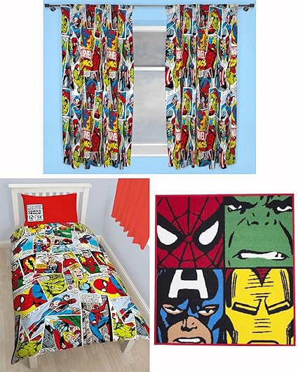 Marvel Comics Justice Single Duvet Bedding Set 66 X 54 Curtains
