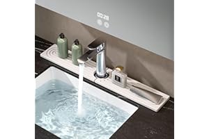 OSOVGO Faucet Mat for Kitchen Sink, Stone Drying Mat for Kitchen Counter, Stone Mat Bathroom, Kitchen Mat, Sink Mat, Water Absorbing Stone Tray for Sink, Bathroom Stone Mat(WHITE, 23.6 * 4")