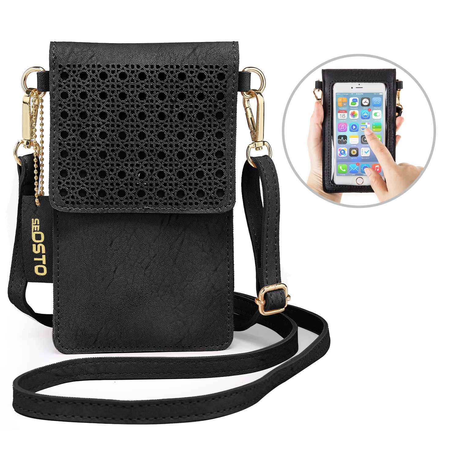 thumbnail image 2 of PU Leather Crossbody Phone Bag For Women & Men - Small Shoulder Purse, Adjustable Strap, Lightweight, Holds Phone, Cards, Keys 2 of 11