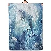 Dolphin Gifts, Ocean Dolphin Blanket for Adults Women Kids, 50x60 in, Cozy Fuzzy Warm Soft Throw Blankets for Bedroom, Camping, Couch, Decor