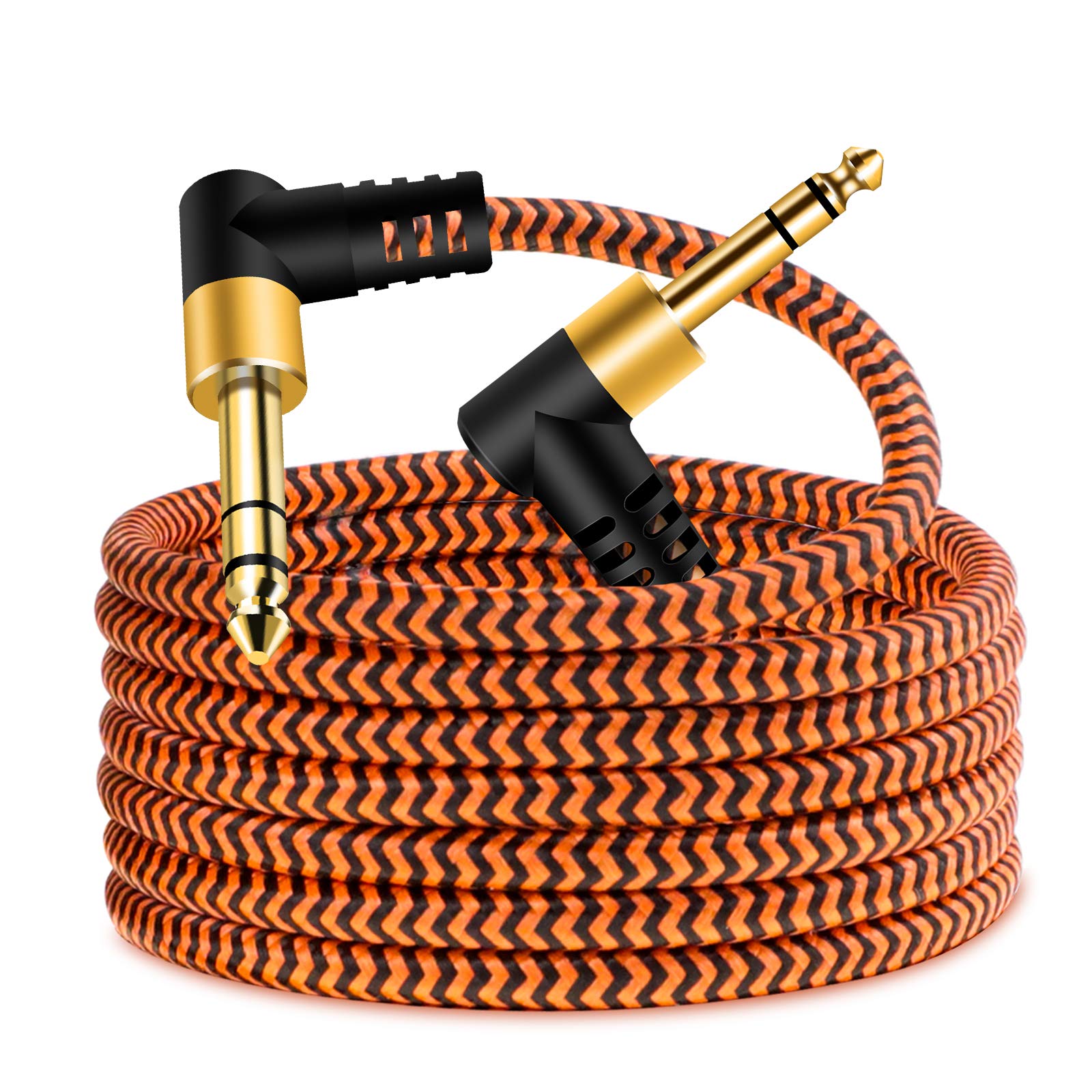 6.35mm Guitar Cable 2m,Youii 6.35mm(1/4) TRS Right Angle to 6.35mm(1/4) TRS Right Angle Audio Cable Male to Male Guitar Instrument Cord for Electric Guitar, Bass, Amplifiers, Keyboard, Effector. (2m)