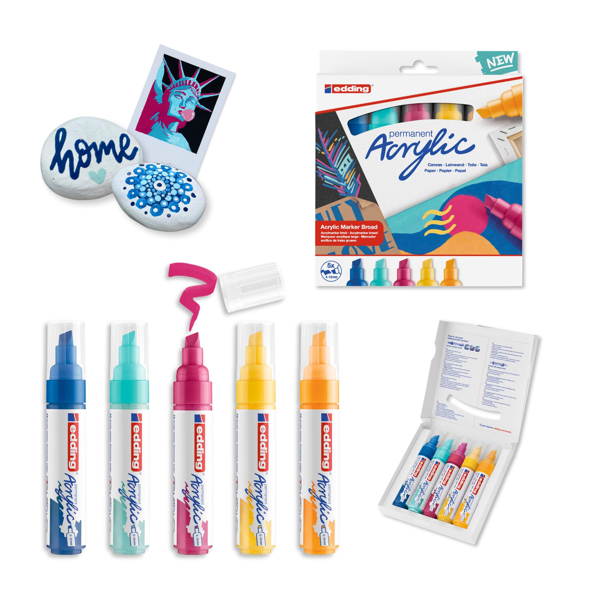 Edding 5000 Acrylic Marker Chisel Tip 5-10Mm Line Assorted Abstract Colours Pack