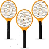 JAZB Electric Fly Swatter, Pack of 3 Bug Zapper, Fly Zapper, Handheld Powerful 3000V Zapper Racket for Indoor, Mosquito &amp; Flies - AA Battery Powered (Not Included) Racket Catcher with 3-Layer Mesh