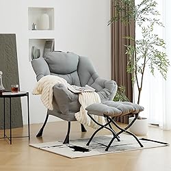 Furlide Lazy Chair with Ottoman, Modern Chair with