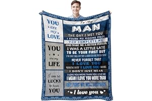 QUILAZY Men Valentines Gifts for Men Him Boyfriend Husband, Men Boyfriend Gifts, Anniversary Romantic Christmas Birthday Gifts for Him Men Who Have Everything/Nothing, I Love You Gifts Blanket 60’’x50’’