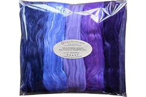 LIVING DREAMS YARN Merino Silk Luxe Tonal Designer Blend. Superfine Merino, Mulberry, Tussah Silk. Top Roving for Spinning or Felting. Royal Velvet 5oz