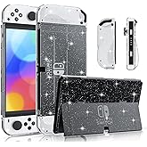 FANPL Glitter Case Compatible with Nintendo Switch OLED Model 2021, Dockable Console Shell and Sparkle Soft TPU Ergonomic Joycon Case