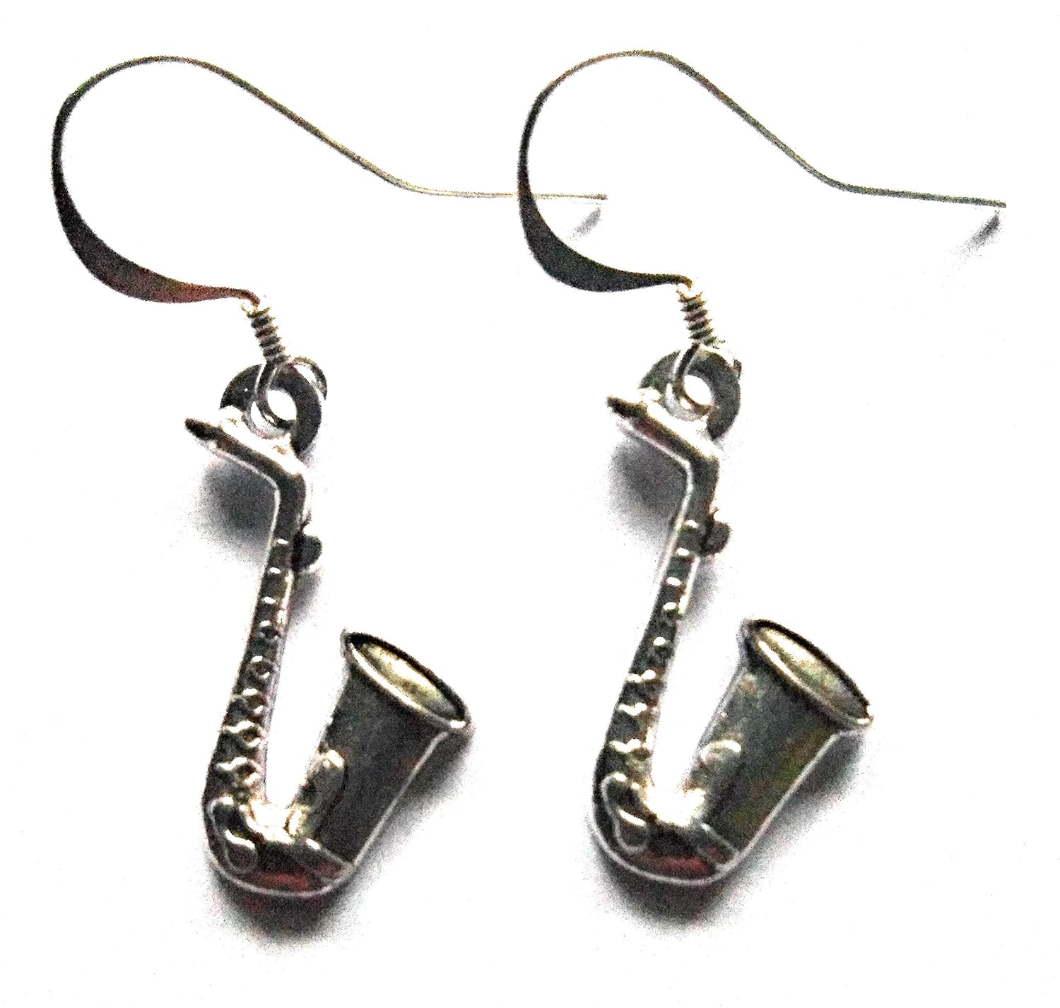 Saxophone Earrings Music Charm on Silver Plated Hooks Amazon.co.uk