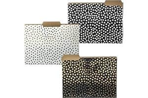 Graphique Designer Black, White, and Gold Polka Dots File Folders | Set of 9 (3 Designs) | Letter Size Organizers | Decorative Office Supplies | Durable Coated Cardstock | 1/3-Cut Tabs