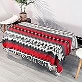 Airooglee 69" L x 51" W Large Mexican Blanket - Perfect as Yoga Outdoor Beach Serape Picnic Camping Woven Blanket, Boho Home Décor - Red