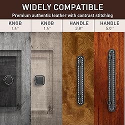 CcHhyyt 2 Pack Black Round Leather Cabinet Knobs