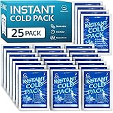 25 Pack Instant Ice Packs for Injuries, Disposable First Aid Cold Packs | No Freezer Needed, 6"x4.5" Instant Cold Packs for Injuries, Disposable Ice Packs for Kids, Postpartum Cold Compress