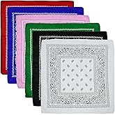 IIUIKOO 6-Pack Cotton Bandana Scarf Set for Women & Men (21x21) - Assorted Colors for Sweatbands, Face Coverings, Crafts | Premium Bulk Bandanas