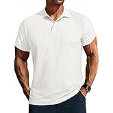 PJ PAUL JONES Mens Short Sleeve Texture Polo Shirts Casual Wrinkle Free Stretch Knit Golf Shirt Tops