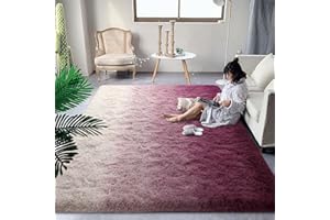 DweIke Extra Large Fluffy Area Rug, 6x9 Feet Rose Pink White Rug Modern Indoor Living Room Bedroom Home Colorful Rugs, Shaggy Plush Faux Fur Carpets for Girls Kids Playroom Classroom Nursery Decor