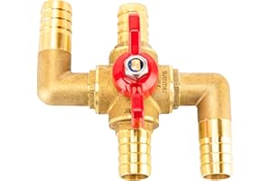 GDLIN 4-way Automobile Heating Water Valve, Heater Core Bypass 3/4in, Automotive Integrated Manual Control Valve Solid Brass with 4 Clamps